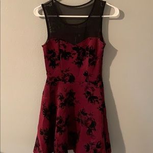 Maroon and Black Flower Formal Dress
